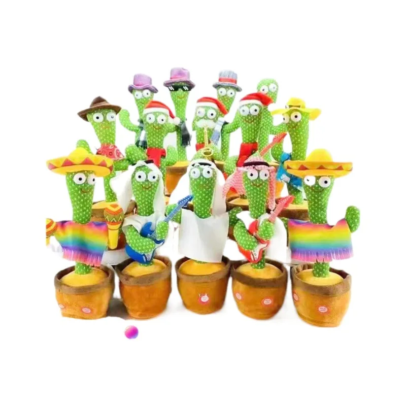 Wholesale fun dance cactus toys glowing music concerts talking plush toys Christmas gifts education toy