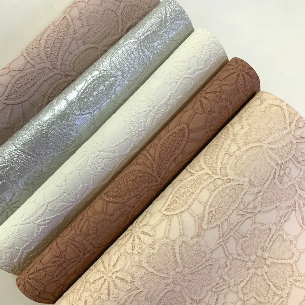 
2020 New arrival embossed flower leather fabric sheets for crafts 