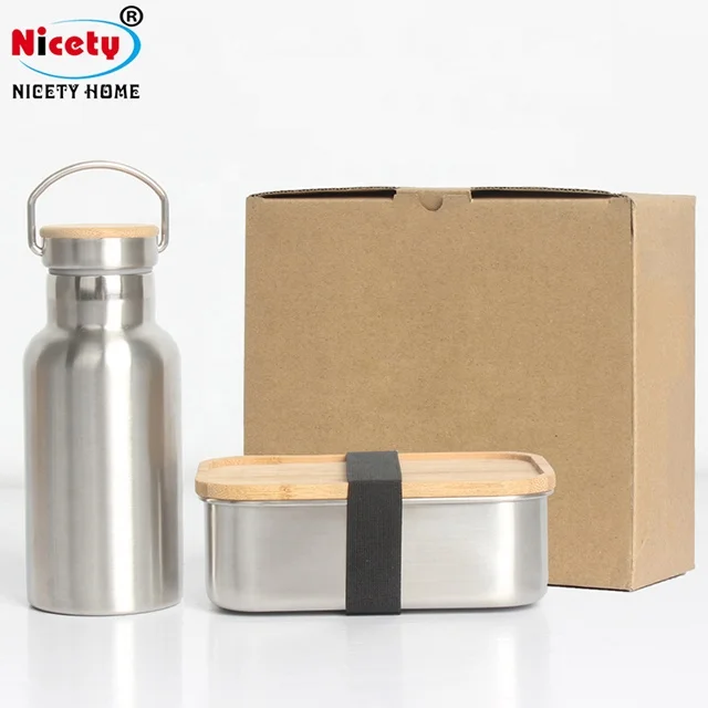 Nicety bento коробка для хлеба из нержавеющей стали завтрака с бутылкой воды спортивная Изолированная бамбуковая бутылка