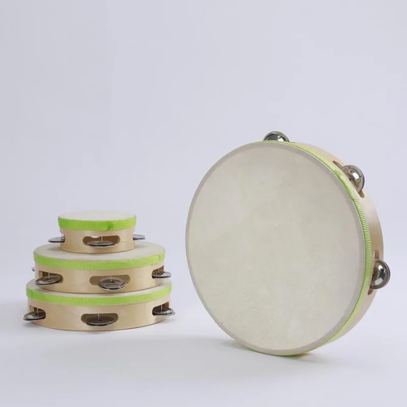 Name list of products 6 inch Sheepskin handmade wooden toy instruments custom small mini tambourine