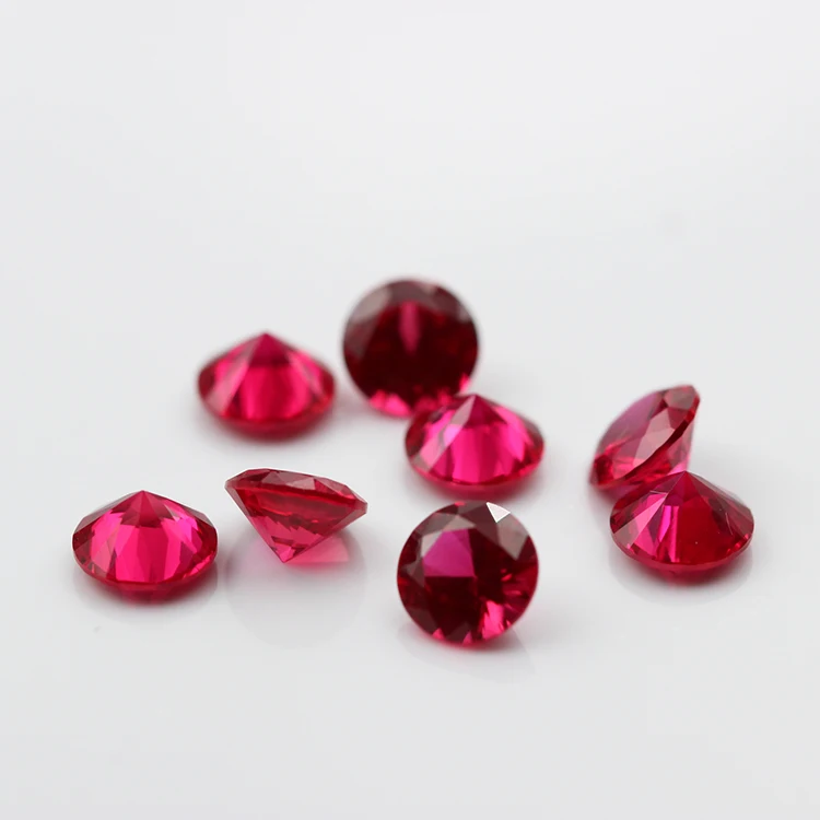 Round cut synthetic corundum  loose gemstones synthetic rough ruby gemstone for jewelry