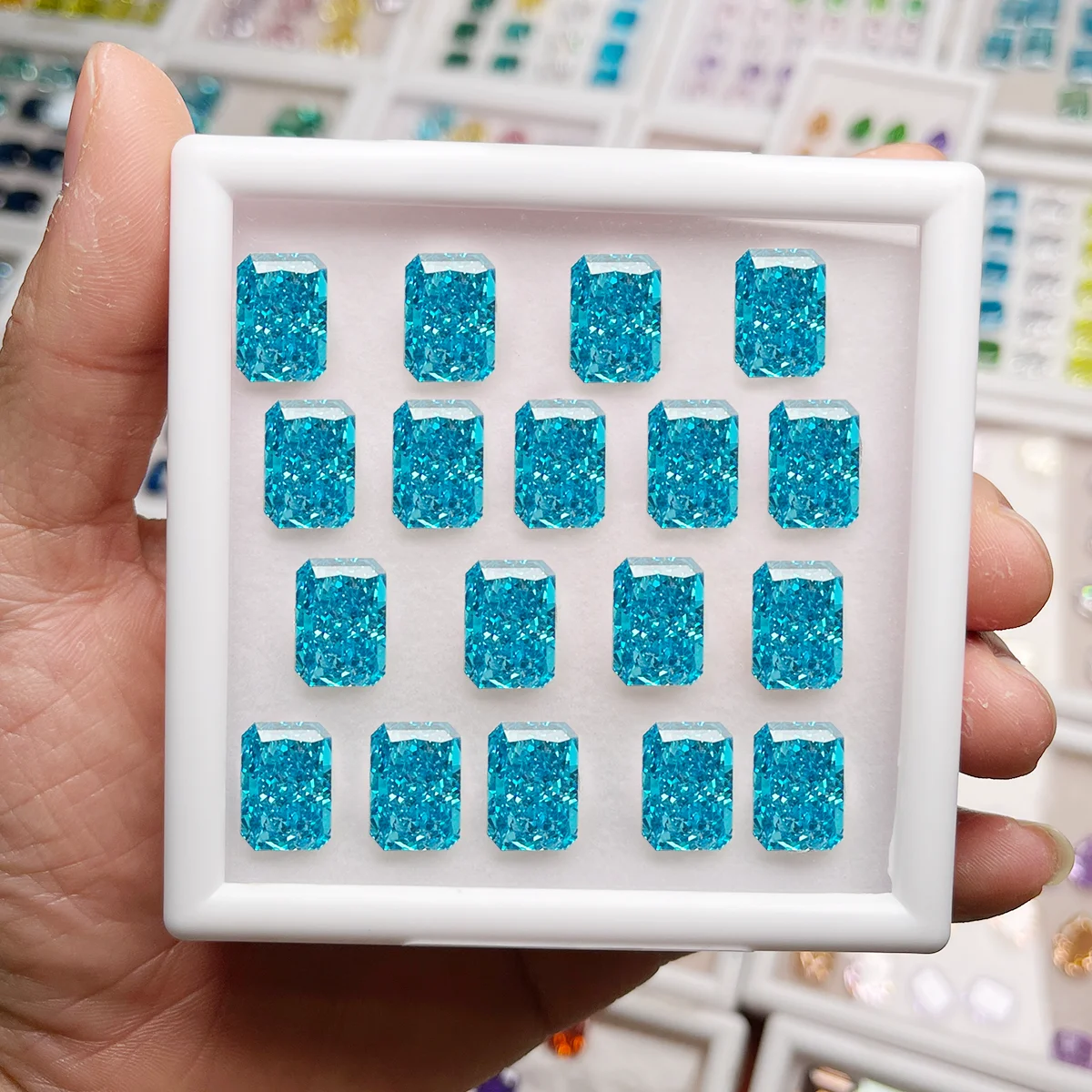 Crushed Ice Cut Cubic Zirconia Loose Octagon Square Cut CZ Beautiful Fancy Color High Carbon Diamond