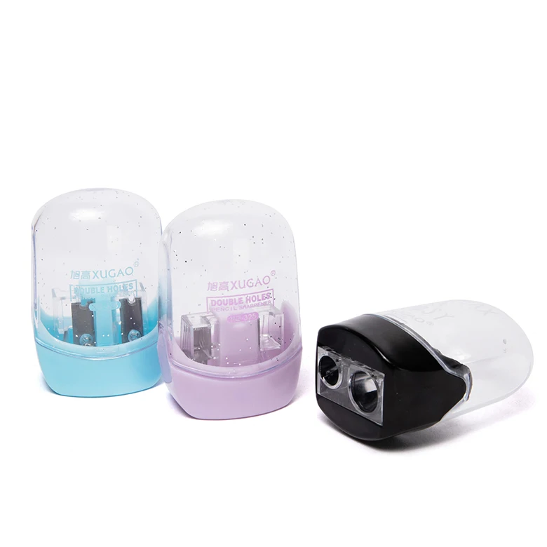 patent baby kid safe dome cute shape cheap plastic office school transparent double hole office double hole pencil sharpener