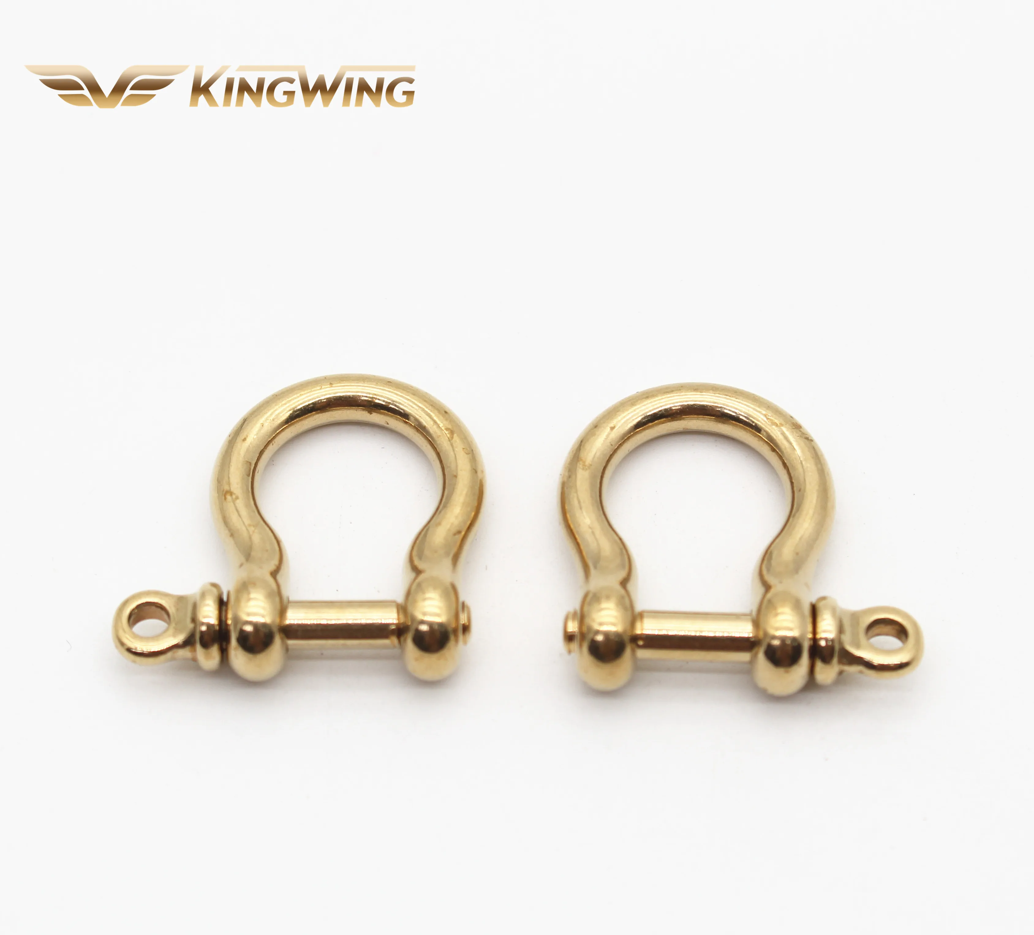 Solid brass metal keychain leather belt shackle d ring with screw Adjustable Bow Shackle