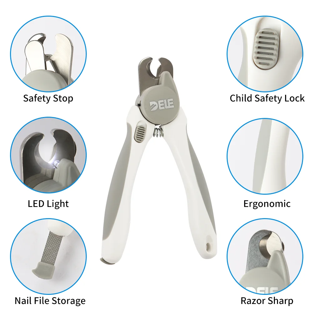 Dog Nail Clipper with Ultra Bright LED Light Stainless Steel Pet Nail Trimmer with Safety Guard Free Nail File for Smooth