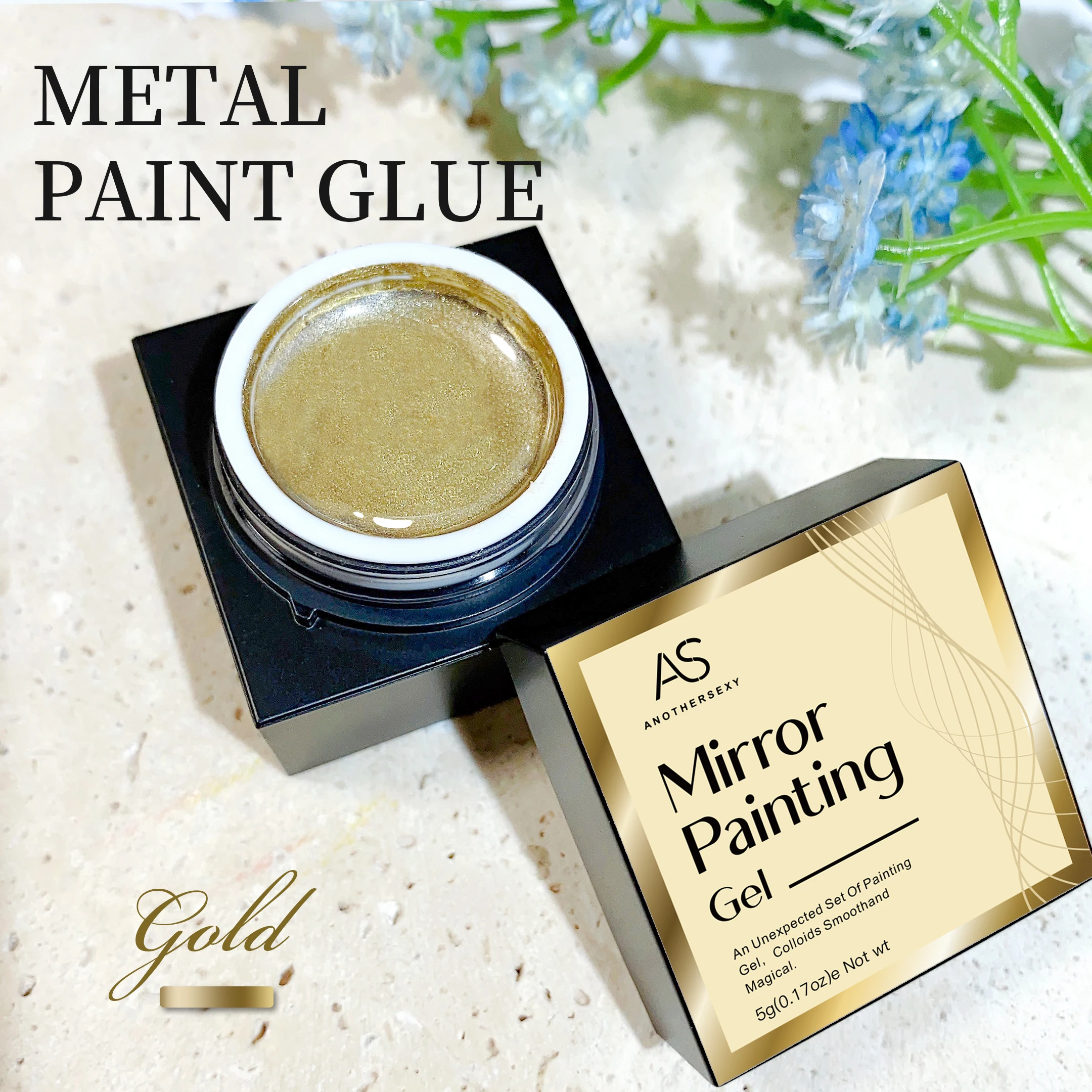 AS Gold Metallic Liner Gel Nail Polish Chrome Super Bright Mirror Effect Painting Drawing Line French Gel Nail Art Varnish