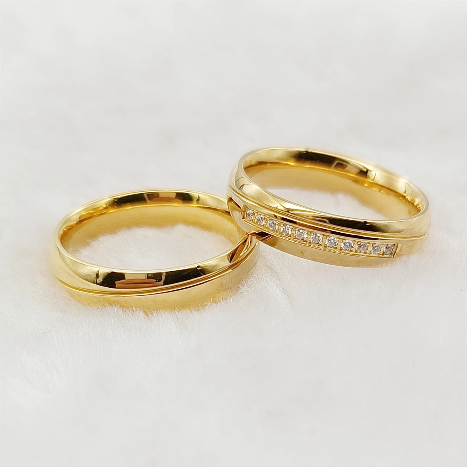 Latest Cz Diamond Wedding Engagement Rings Sets For Couples Men 18 karat Gold Plated Rings Jewelry Women