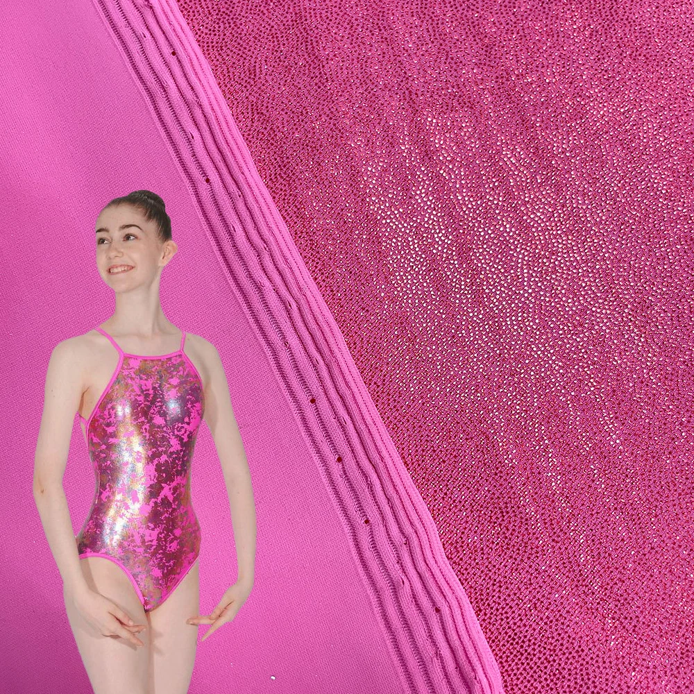China Wingtex spandex dance wear leggings nylon holographic silver foil print fabric