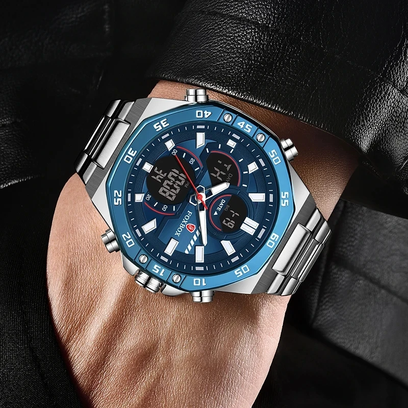 LIGE New Fashion Dual Display Watch For Men Casual Sports Chronograph Wristwatch Alarm clock Top Brand Luxury Quartz Man Watches