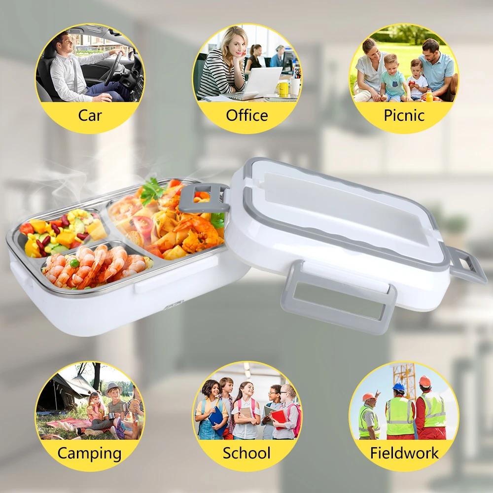 B10-1293 Amzn Top Seller Split Stainless Steel Tank Electric Lunch Box insulated lunch Bento box for kids