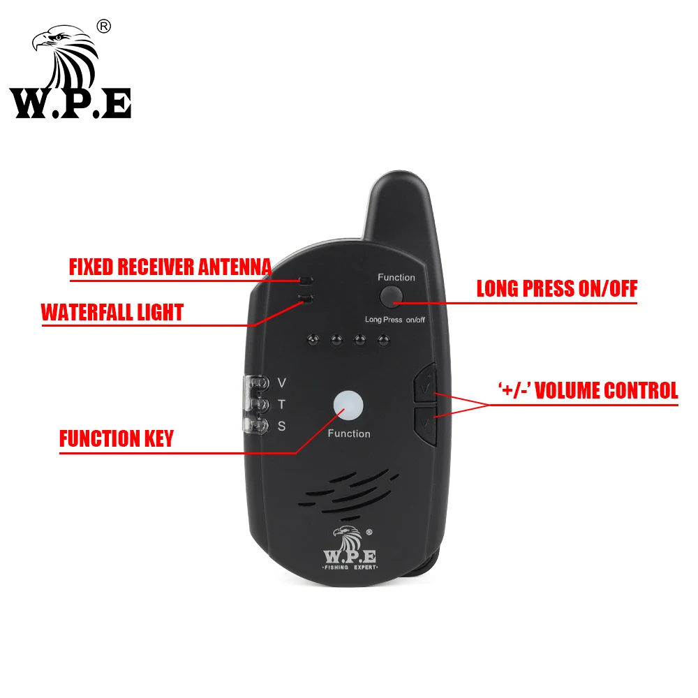 W.P.E Carp Fishing Bait Alarm LED Electronic European 4+1 Set Carp Fishing Tackle Alert Luminous Fishing Accessories Pesca