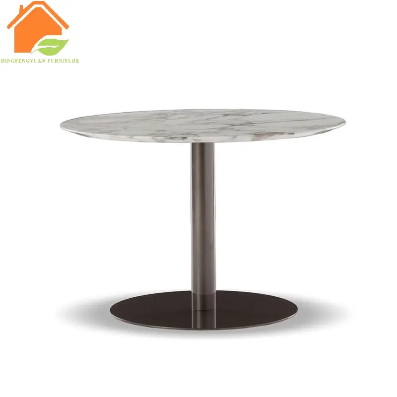Modern luxury marble coffee table.Stainless steel base round shape reception negotiation table marble top outdoor furniture