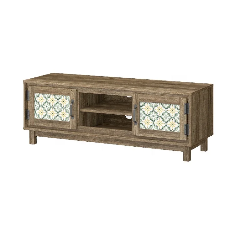 Living Room Furniture Set Two Doors and Two Compartments Wood Made TV Cabinet