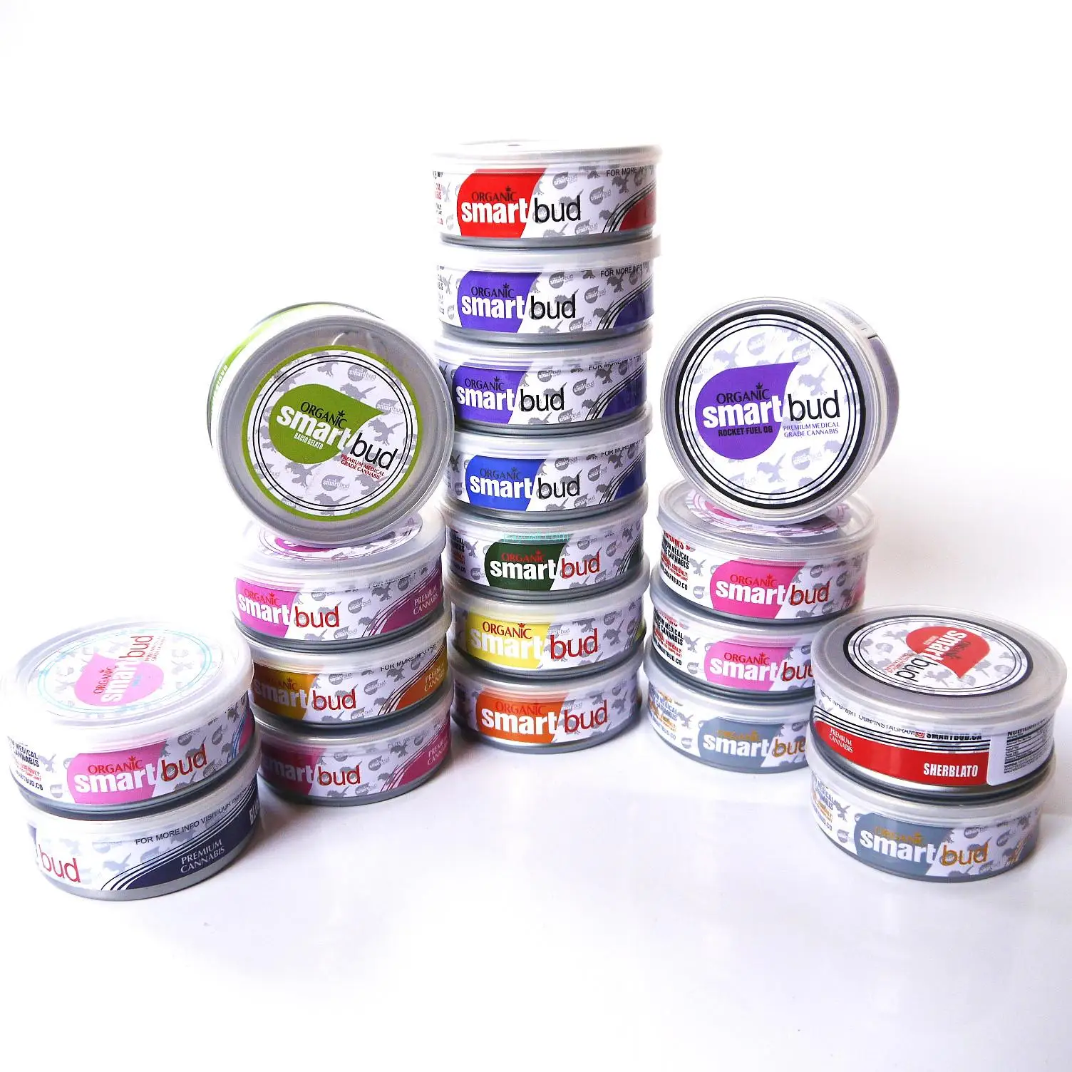 
Top quality Newest flavors smart bud can cali smell proof tins with plastic top 