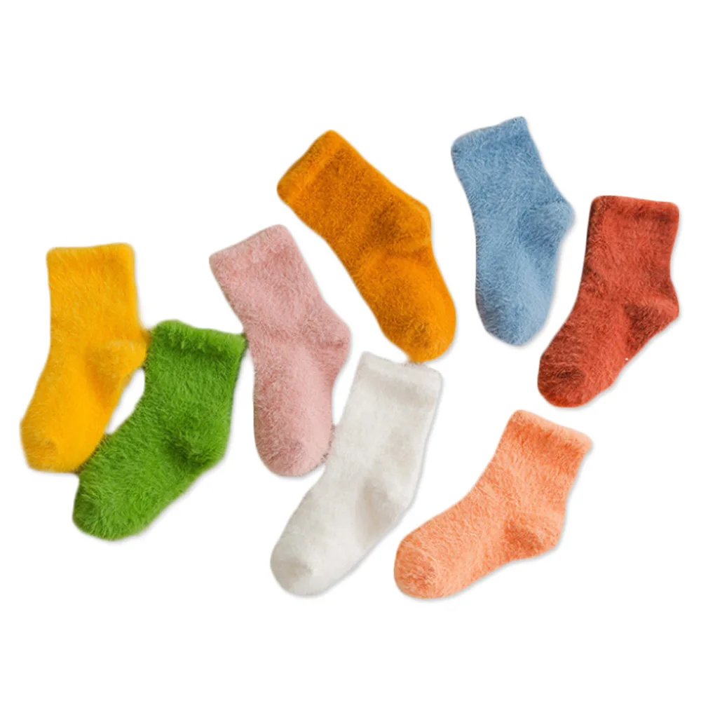 Kids Autumn Winter solid color fashion Coral fleece cartoon animal lovely floor cushion towel warm sock