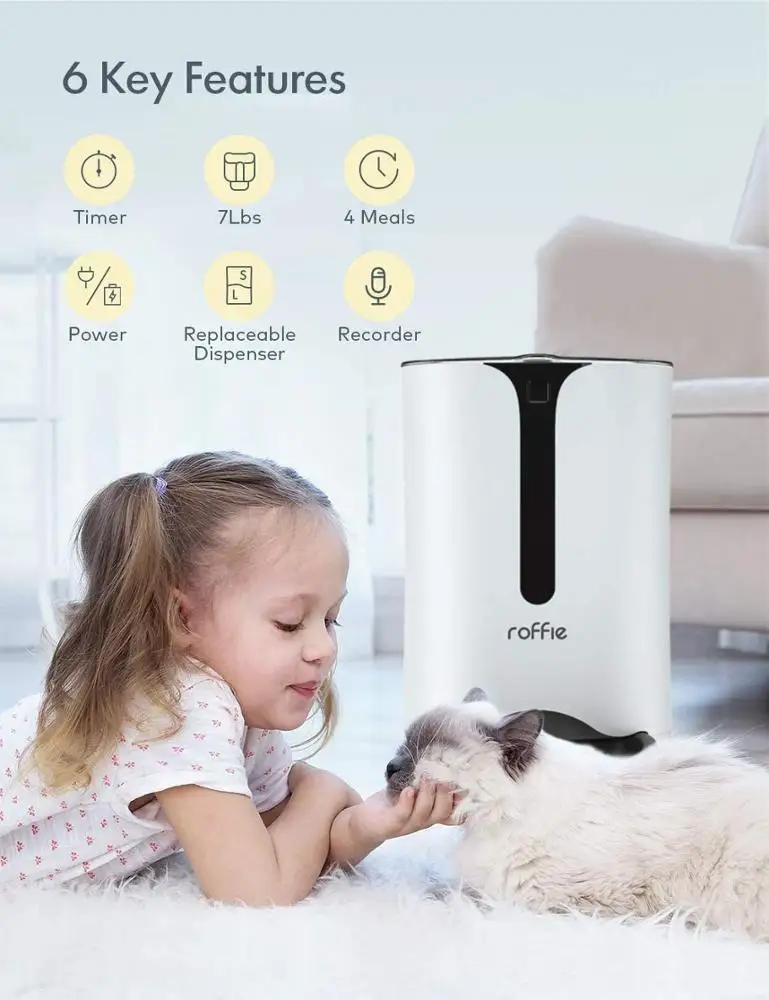 
Automatic Cat Feeder, Dog Food Dispenser for Small Pets with Distribution Alarms 
