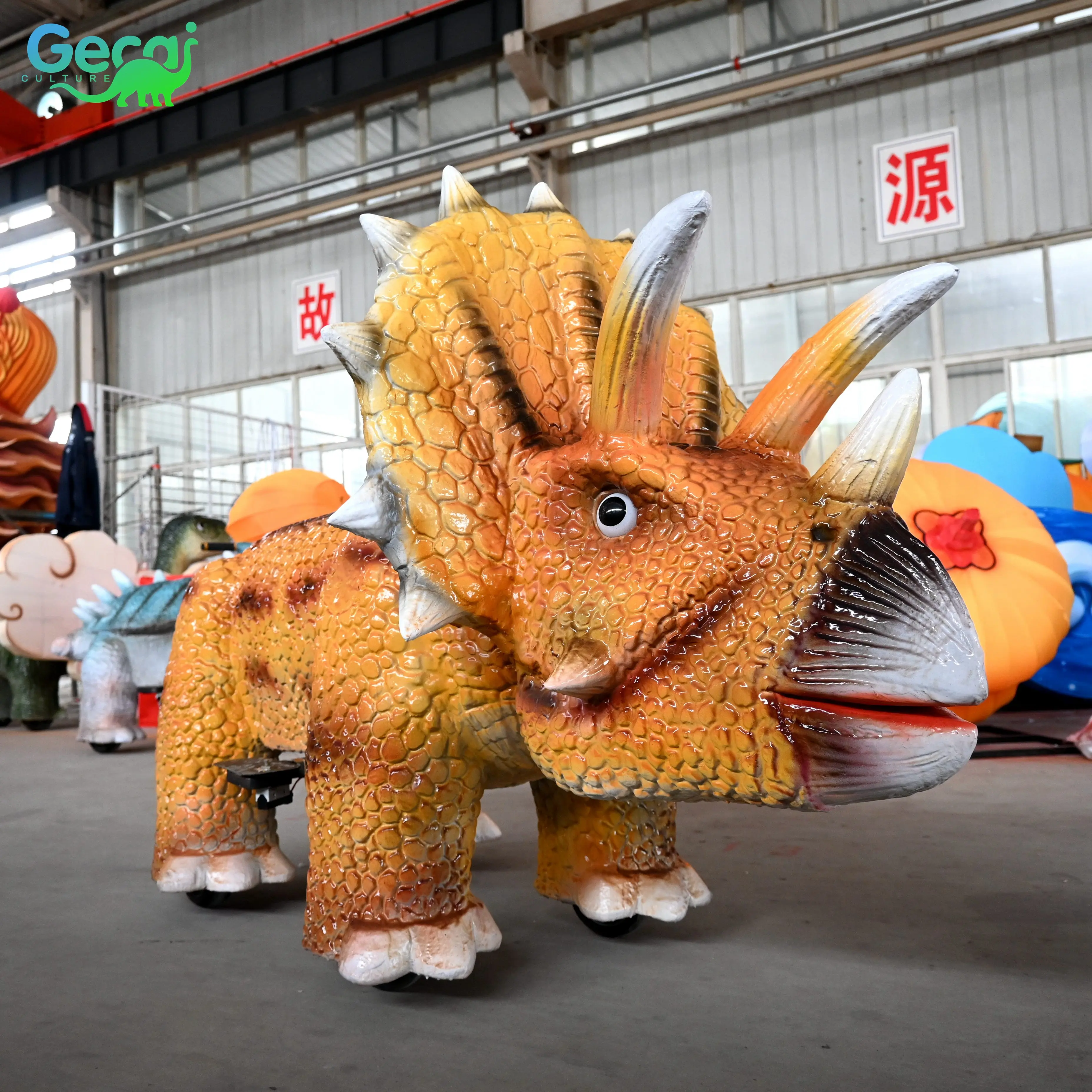 Gecai Hot Sale Indoor Animatronic Dinosaur Ride Coin-Operated Metal Amusement Machine Kids Airport Trampoline Park Sports Park