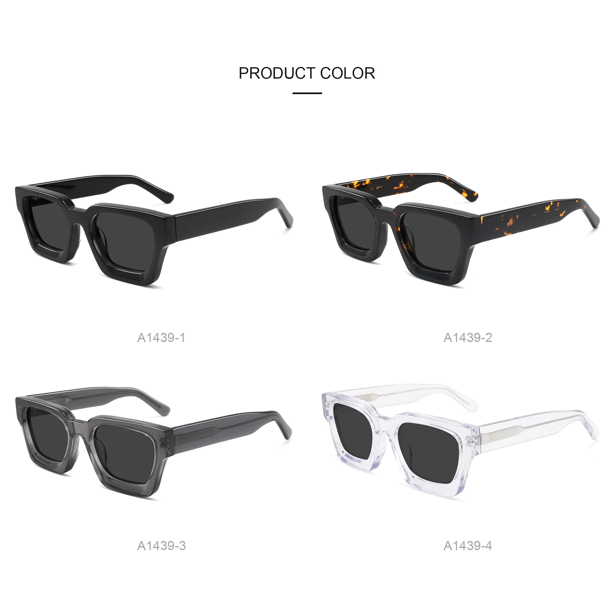 2023 Vintage Rectangle Thick Acetate Gafas Women 2023 Men Shades Acetate Frame Customized Logo Polarized Acetate Sunglasses