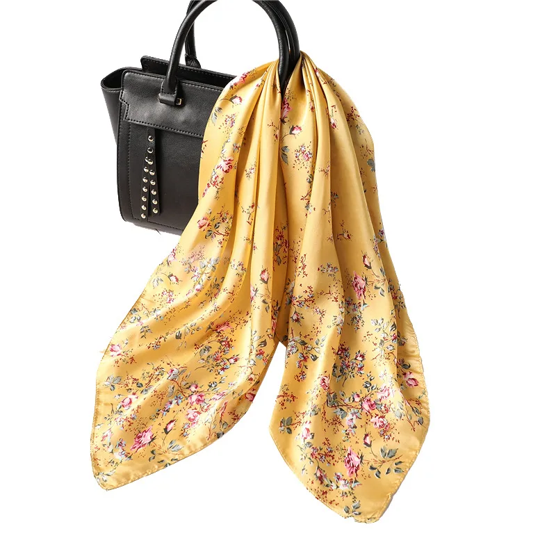 Edge Hair Headwraps Bonnet Printed Scarves Colored Oversize Silk Wholesale Custom 70x70 Cm Satin Scarf