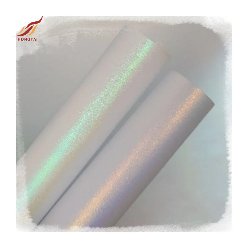 KH9117 Caviosen matte glitter sticker permanent pvc fabric rainbow film iridescent holographic vinyl