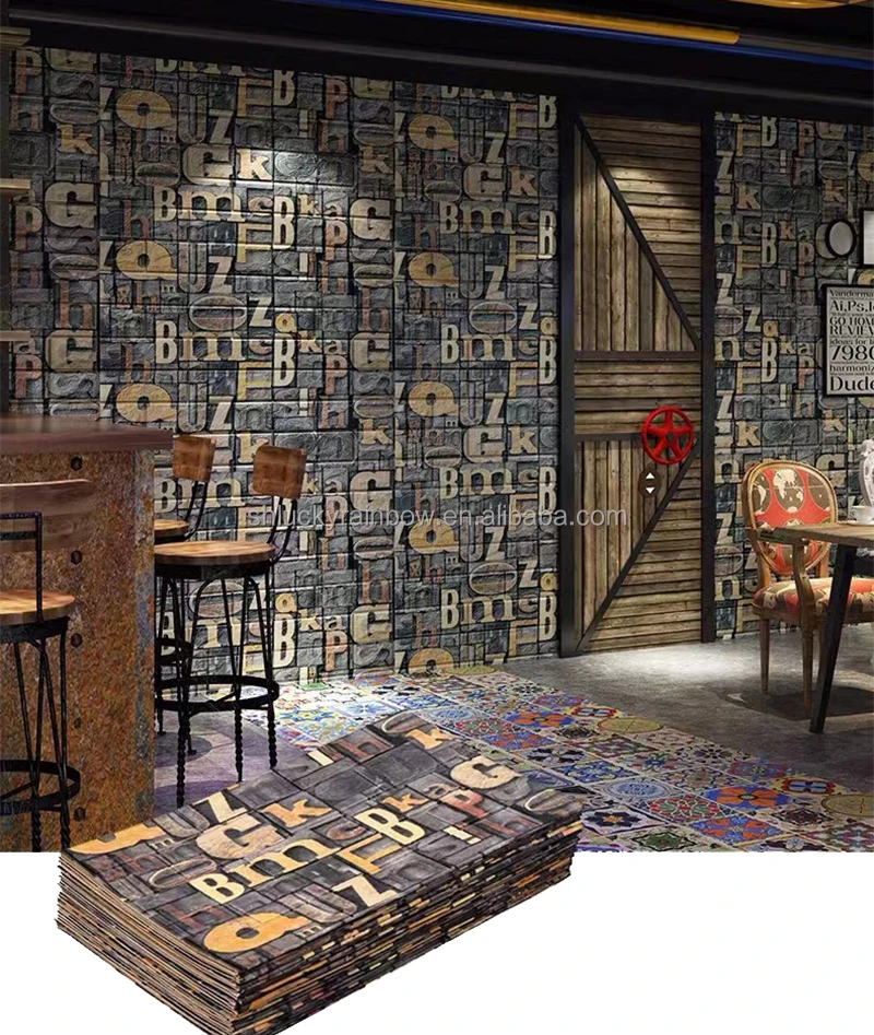 self adhesive 3d pe/xpe foam wallpaper cultural stone design