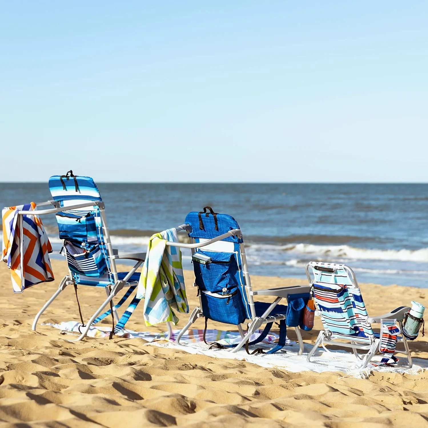 Custom Logo Tall Backpack Outdoor Chair Durable Aluminum Frame Camping Chair Adjustable Back Beach Chair