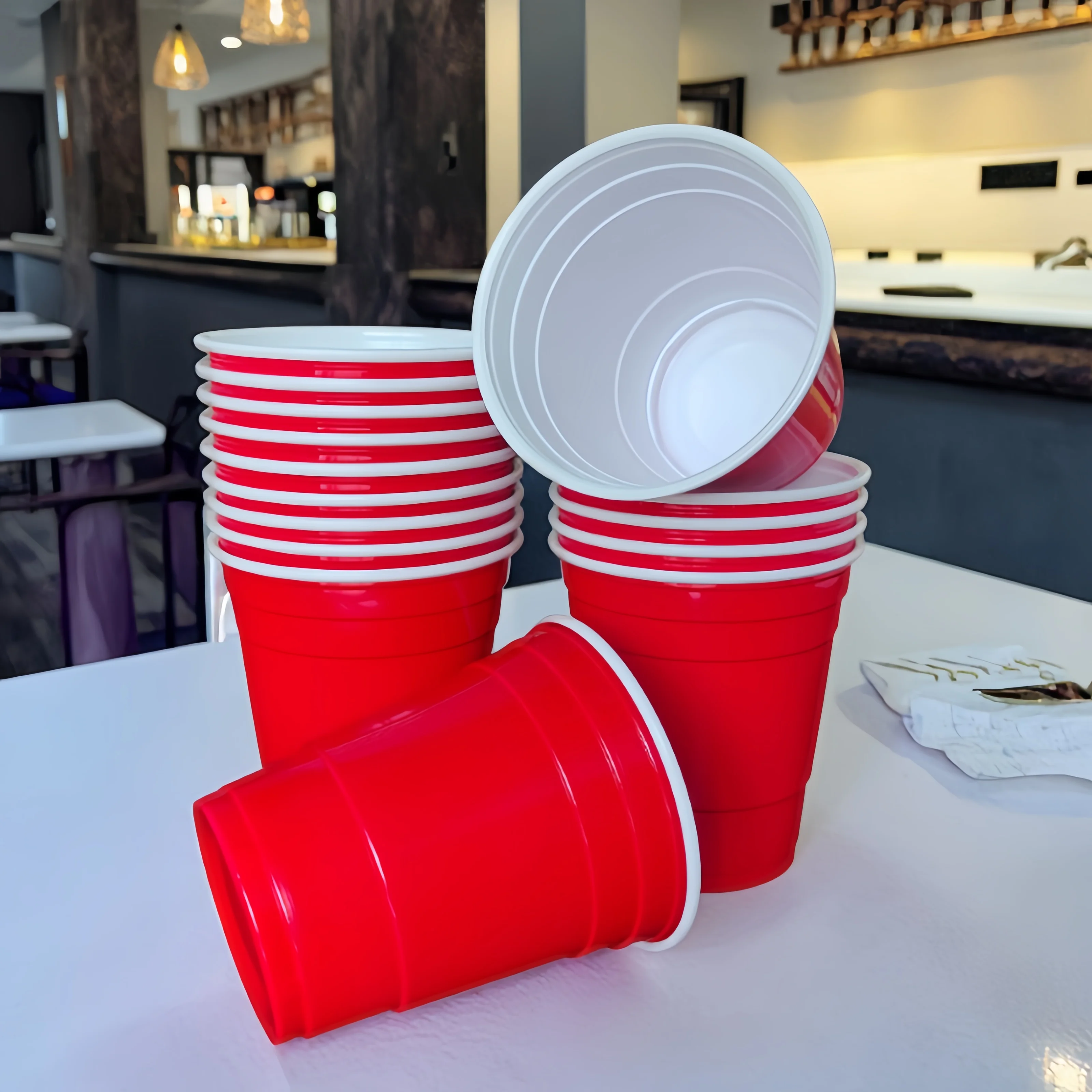 Wholesale OEM Custom 9 oz Red Plastic Party Cup Color Beer Pong Cup Disposable PP Plastic Party Cups for Drinking Coffee