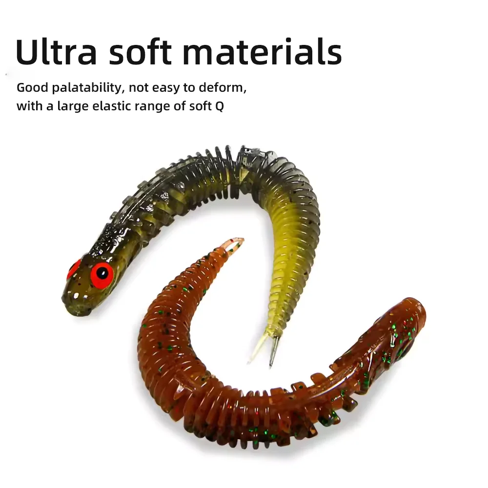 16pcs Soft Bionic Swimming Fishing Lure Simulation Loach Fishing Bait Worm Lure Kit Sea Fishing Accessories for Bass Trout Saltw