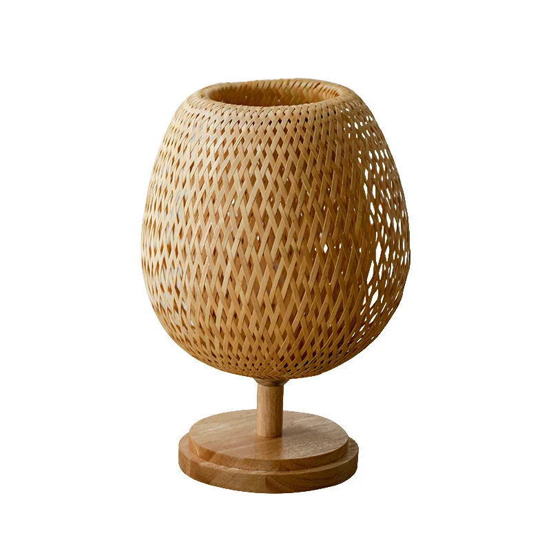 Farmhouse Handwoven Natural Lantern Bedside Decorative Ambiance Lamps Bamboo Table Lamp