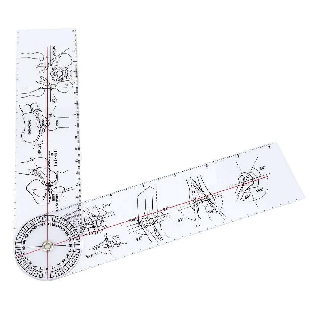 3Pcs 6/8/10inch 360 Degree Protractor Angle Medical Ruler Spinal Goniometer