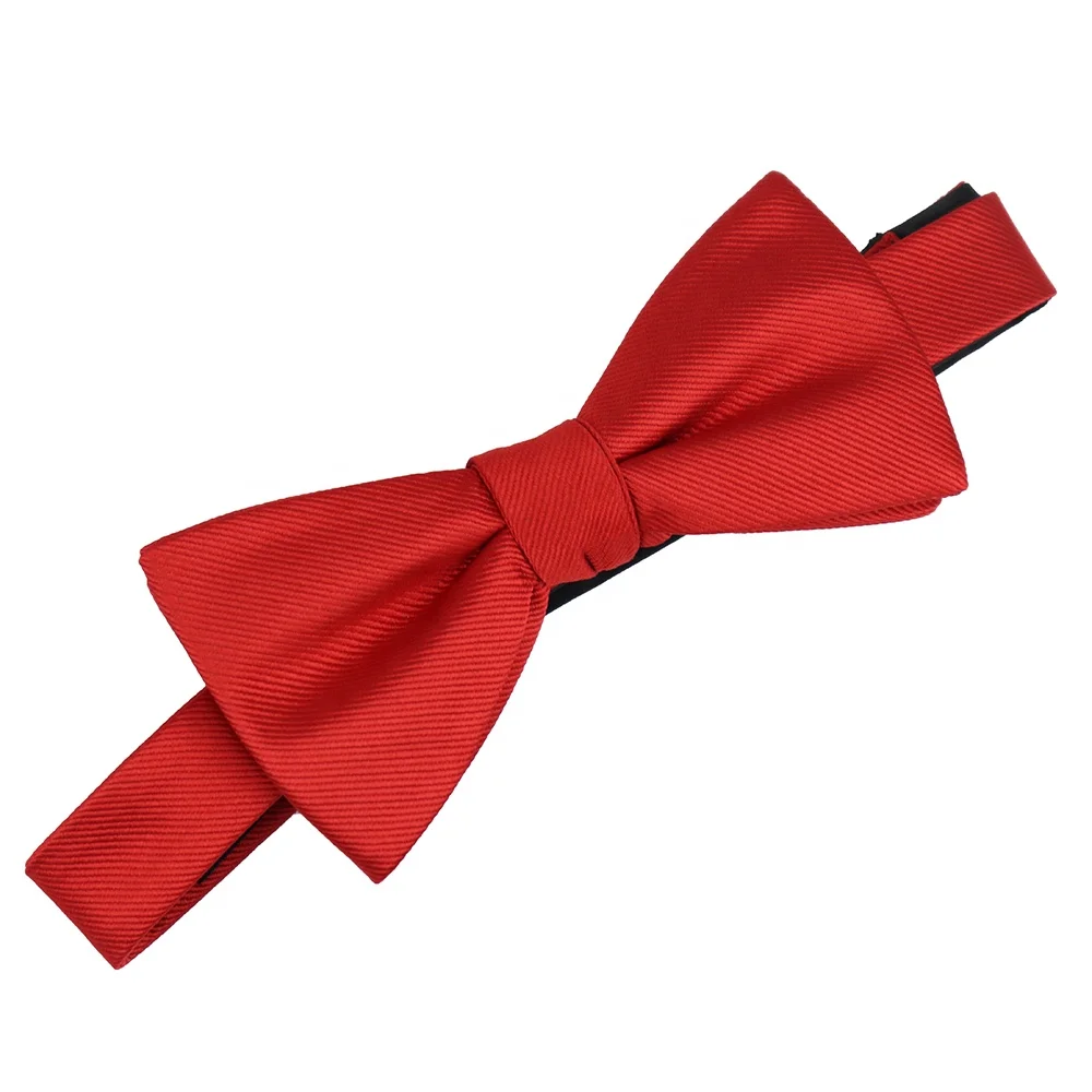 Custom Logo Microfiber Red Plain Bow Ties Fashion Adjustable Polyester Solid Color Bowtie For Men