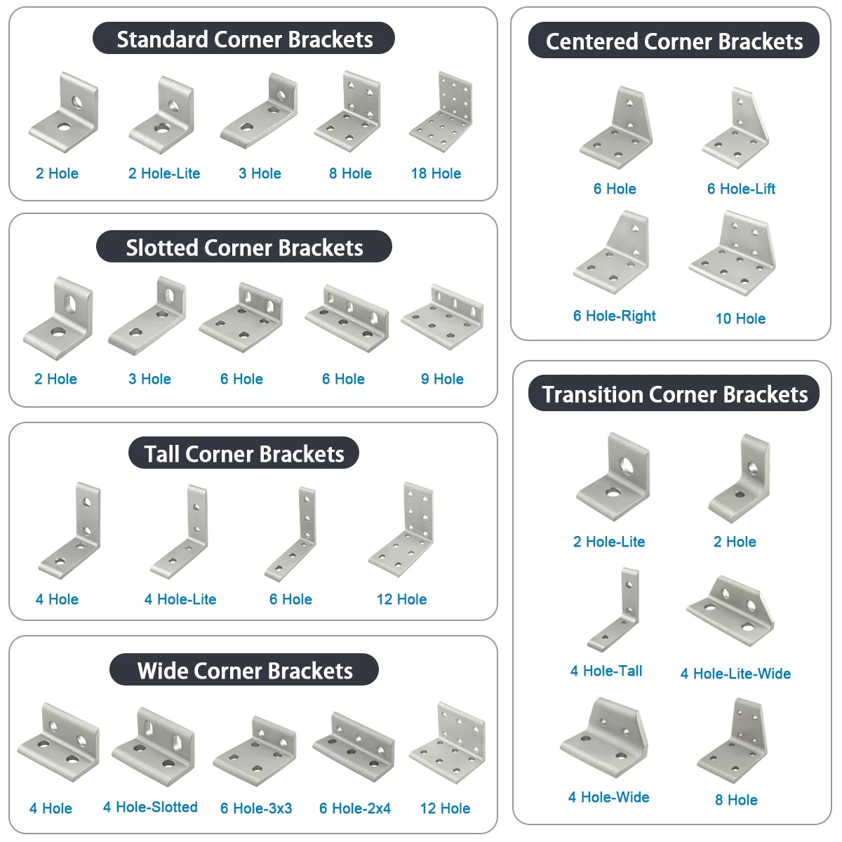 China manufacturer 3 hole slotted inside L shape Aluminum corner bracket for 25mm T-Slot aluminium profile connection 25 30 40