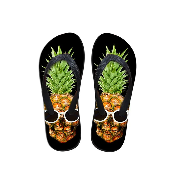 Skull Rose Design Women Summer Flip Flops Non-slip Casual Slippers Woman lady Fashion Beach Flipflops Mujer 2019