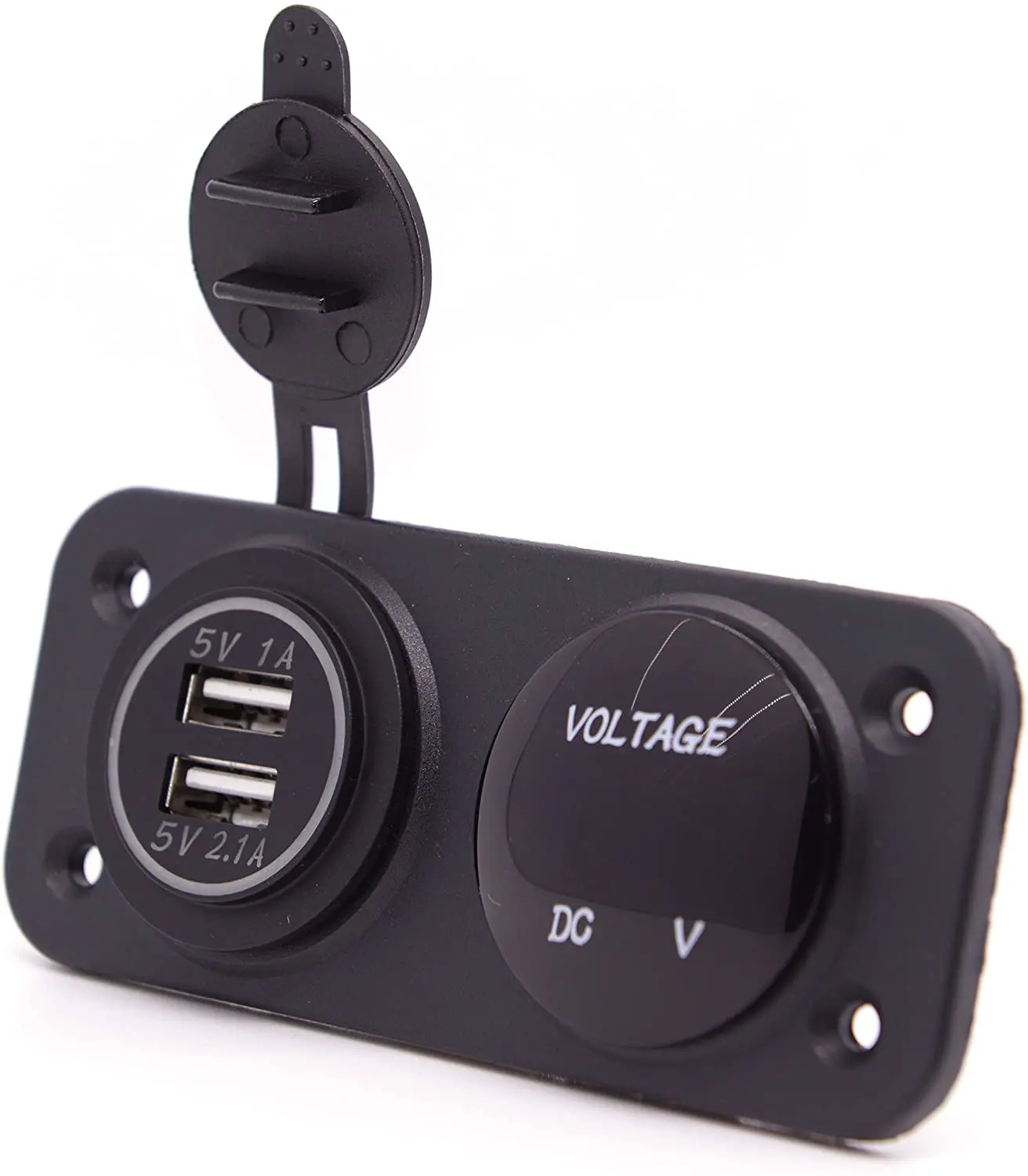 Dual USB Port Power Socket Outlet Charger Adapter 3.1A + 12V LED Voltmeter for Motorcycle Car Marine Boat Rv ATV Caravan Vehicle