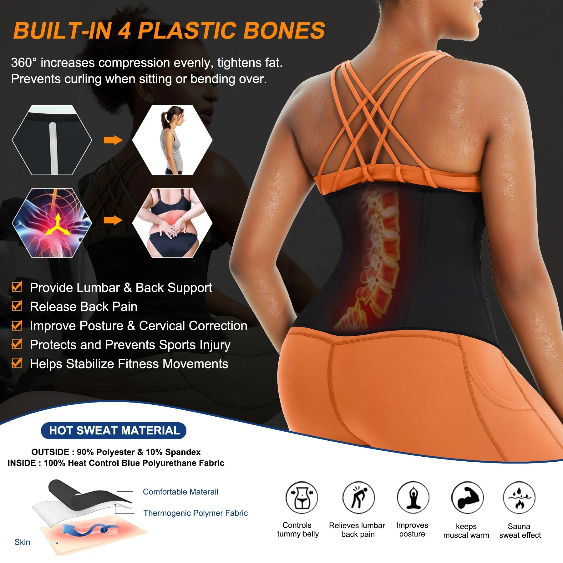 Trending Custom Logo Waist Trainers for Women Belly Fat Sauna Suit Waist Trimmer Sweat Bands for Hourglass Body Shaping