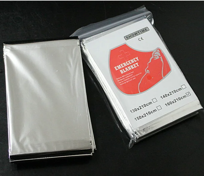 Outdoor first aid 130*210cm lifesaving sunscreen PET silver first aid thermal blanket