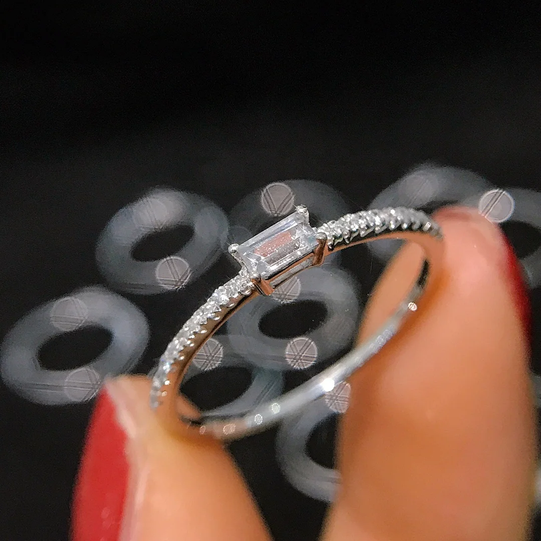 Xinfly Anti Tarnish 0.26ct White Sapphire 18k Real Gold Engagement Wedding Diamonds Gemstone Fashion Jewelry Finger Rings