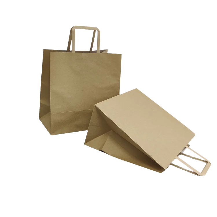 Manufacturer Cost Price Food Grade flat Handle Cheap Gift Shopping Kraft Paper Bag Printed Custom With Your Own Logo