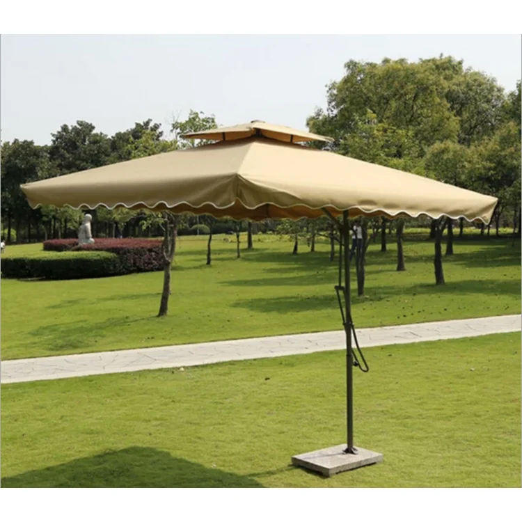 SUNDAY Double top banana umbrella Hot sale double layer outdoor banana beach umbrella outdoor with flap