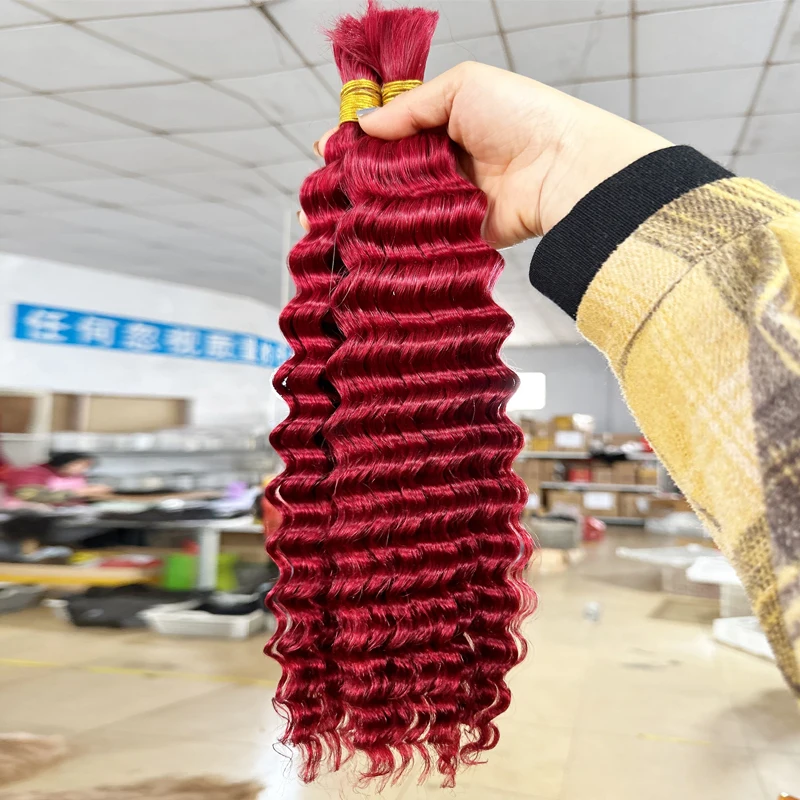 Hot colors passion twist braiding hair red wavy and curly 99j human hair bulk