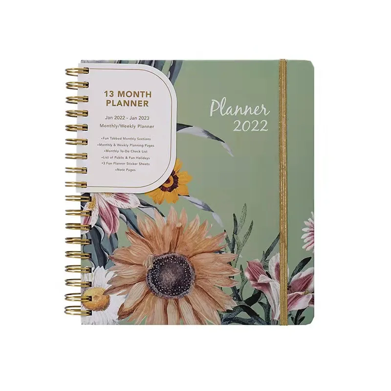 Hot Weekly Planner Annual Weekly And Monthly Agenda Planner With 13 Tabs Twin-Wire Binding
