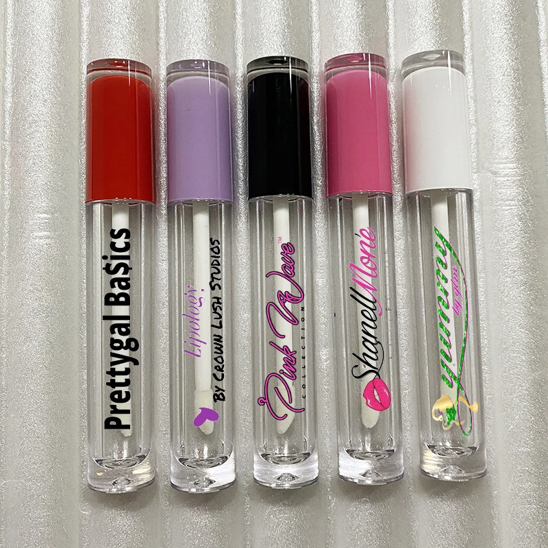Hot Selling 5ml empty red purple pink lip gloss tube containers with wands custom logo private label lipgloss with box