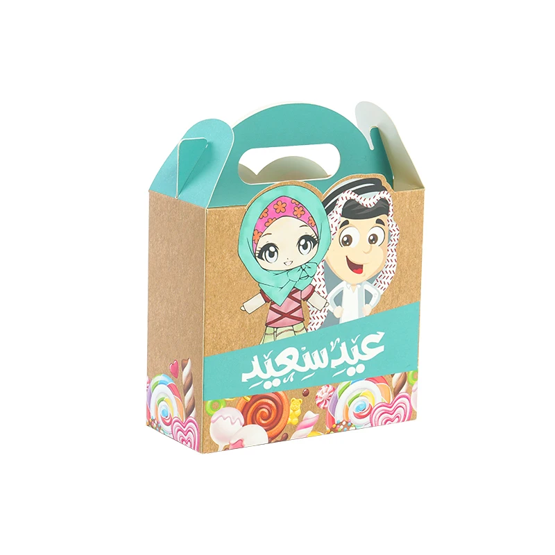The latest kraft paper boys and girls color printing holiday party candy gift portable environmental protection boxZY-NP-044