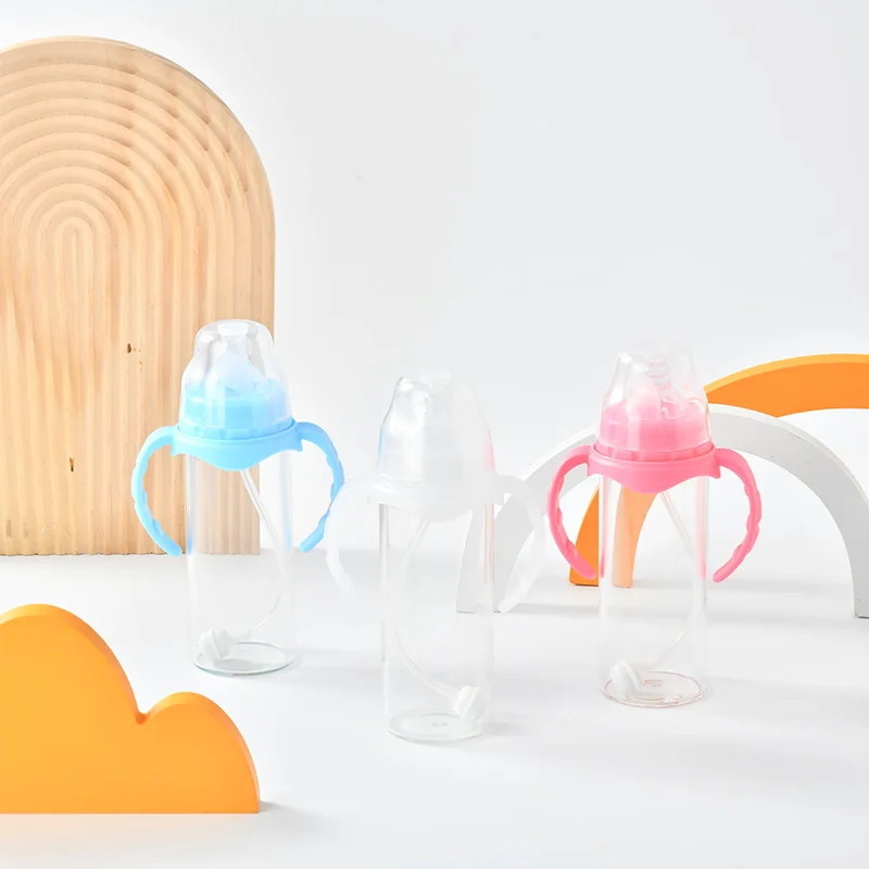 USA warehouse 8oz 240ml Toddler DIY White Blanks Sublimation Glass Baby Sippy Bottle