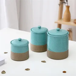 Latest arrival kitchen food container custom cheap tea sugar coffee ceramic storage jars set with lid