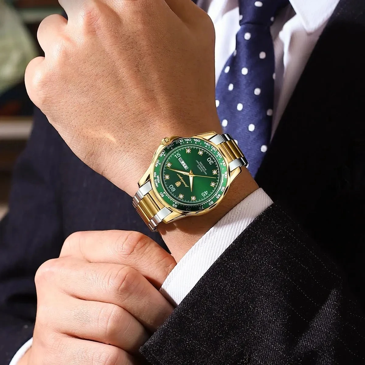 POEDAGAR 963 Casual Business Clock Men Luxury Watch Automatic Watches Mens Reloj Hombre New Gold Fashion Quartz Wristwatches