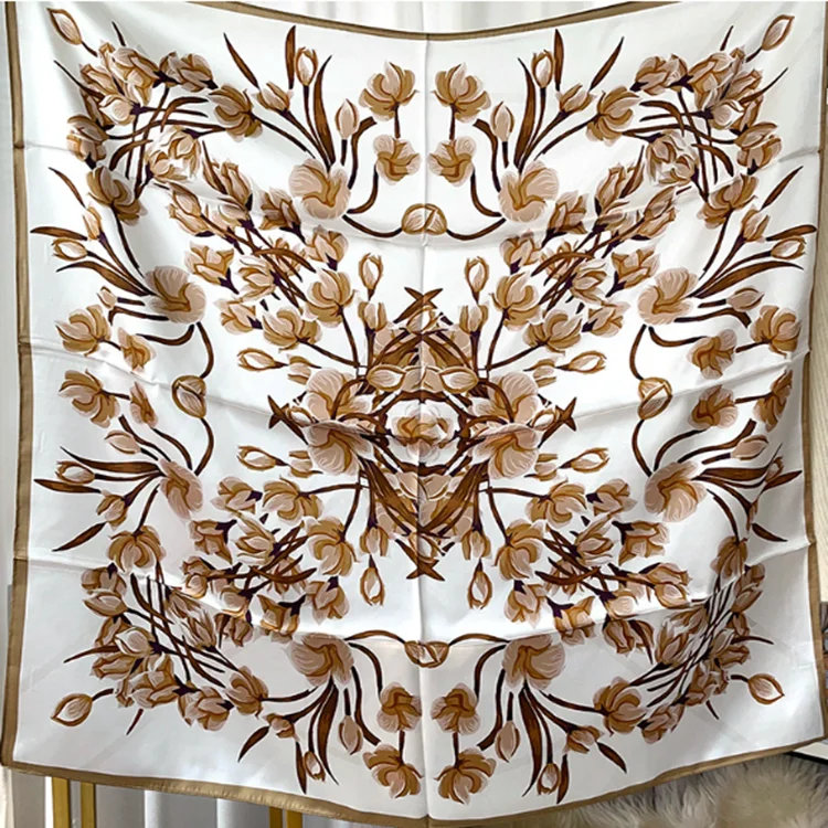Custom 14mm Silk Satin  Scarf Head Hair Print Women Scarves Custom Design Print Silk Scarf For Women