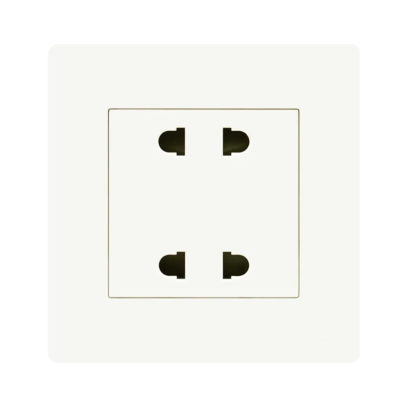 4 Pin Socket PC Material Panel Flush Type 10A 250V White Color Wall Switch Socket