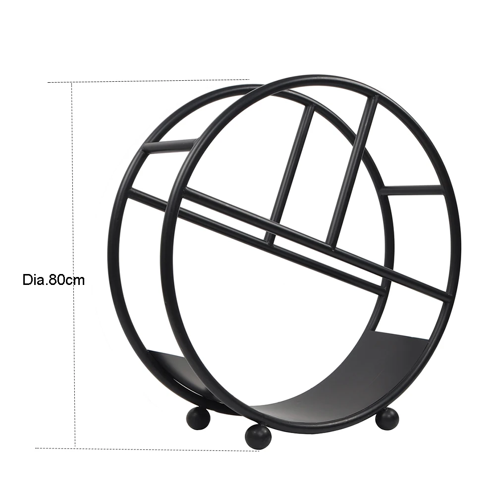 SEJR Fireplace Accessory Black Round Metal Firewood Rack Log Indoor Outdoor Firewood Holders