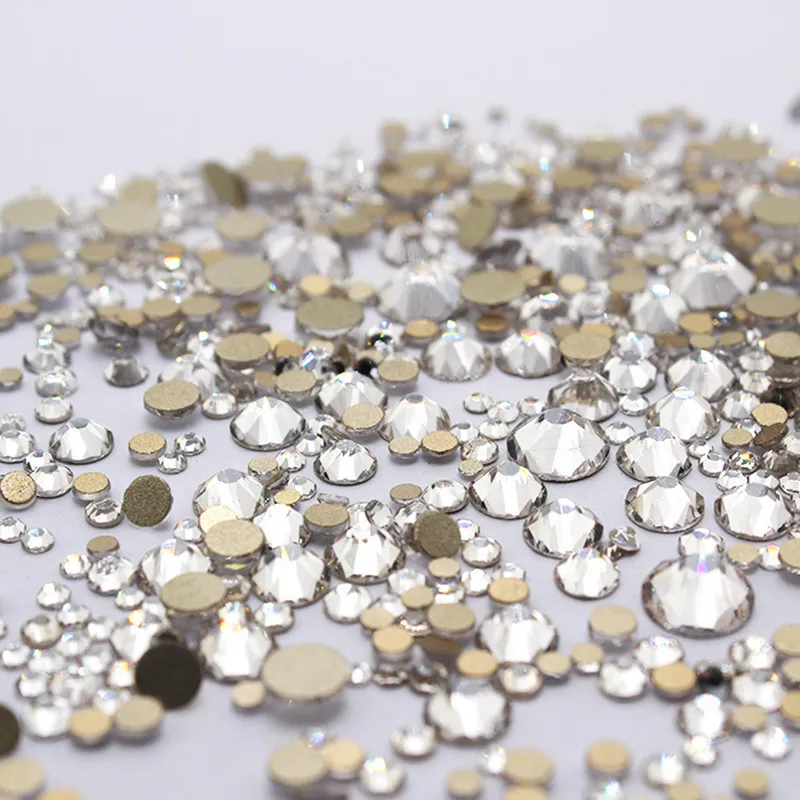 Aokitec Bulk 3d Crystal Glass 2088 8 Big+8 Small Facet Ab Flat Back Rhinestones Glue For Nails Wholesaler